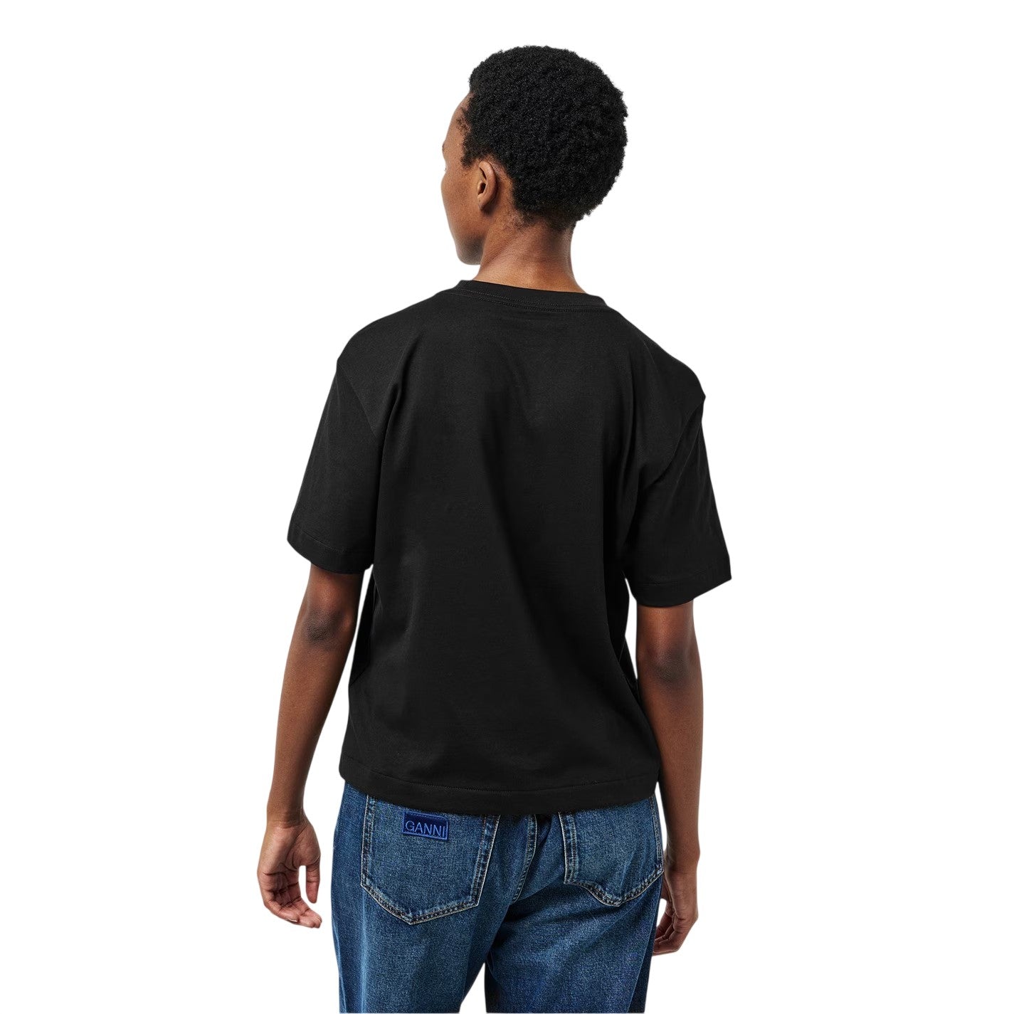 Black - Lifestyle - Calvin Klein Womens-Ladies Lettering Boxy Short-Sleeved T-Shirt