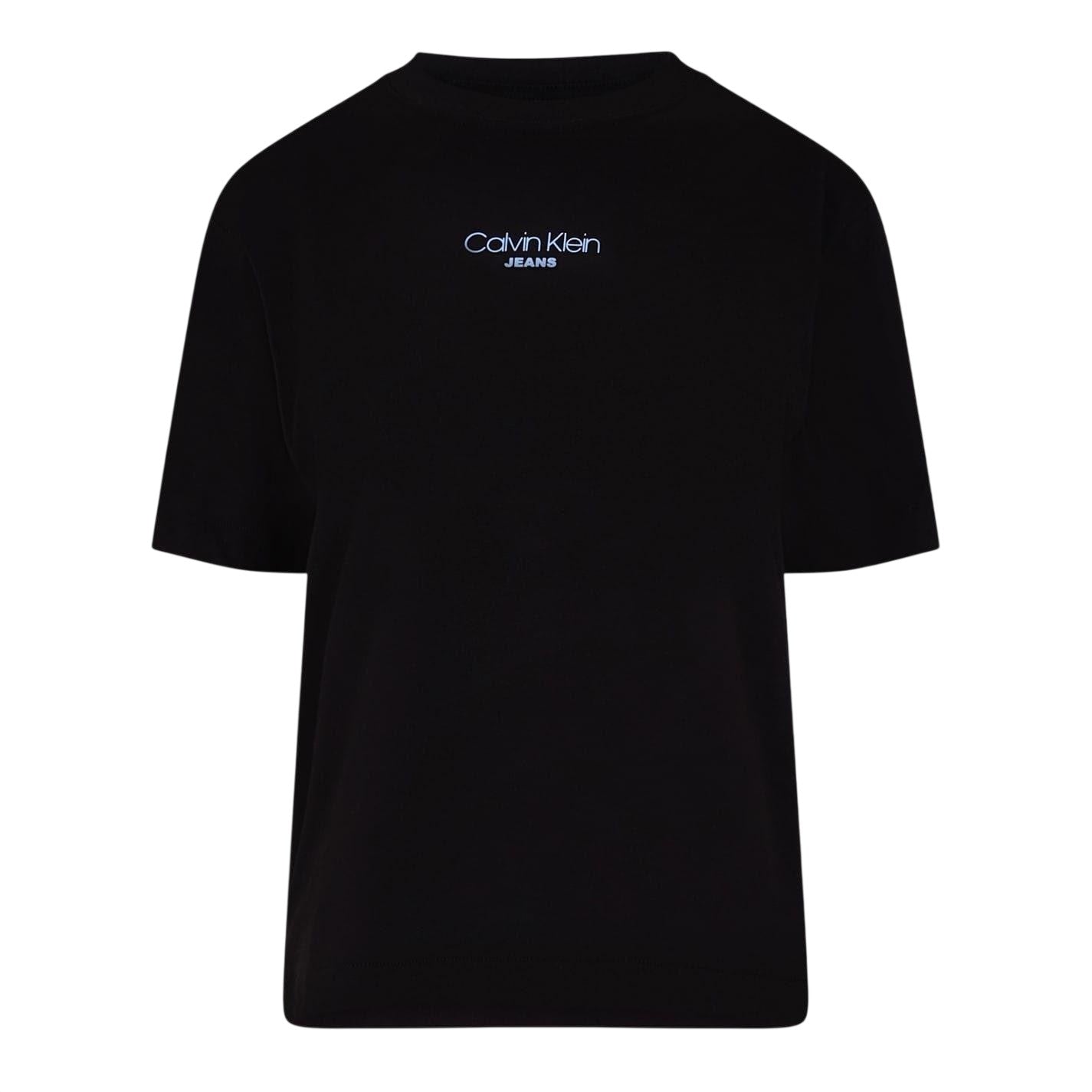 Black - Front - Calvin Klein Womens-Ladies Lettering Boxy Short-Sleeved T-Shirt
