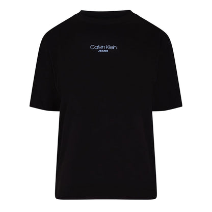 Black - Front - Calvin Klein Womens-Ladies Lettering Boxy Short-Sleeved T-Shirt