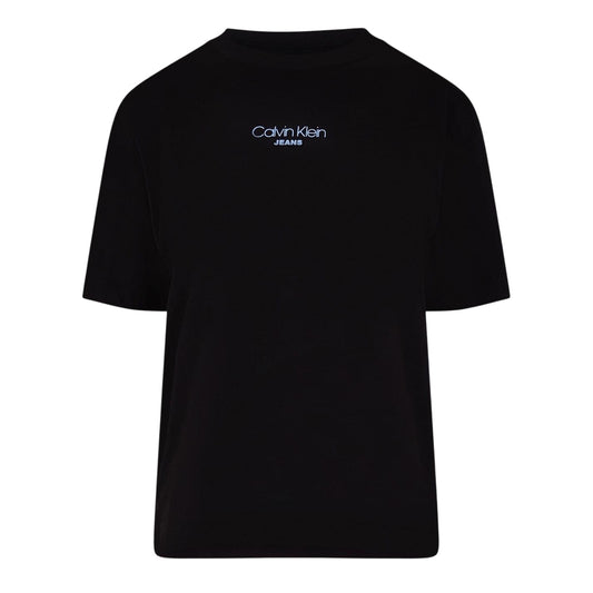 Black - Front - Calvin Klein Womens-Ladies Lettering Boxy Short-Sleeved T-Shirt