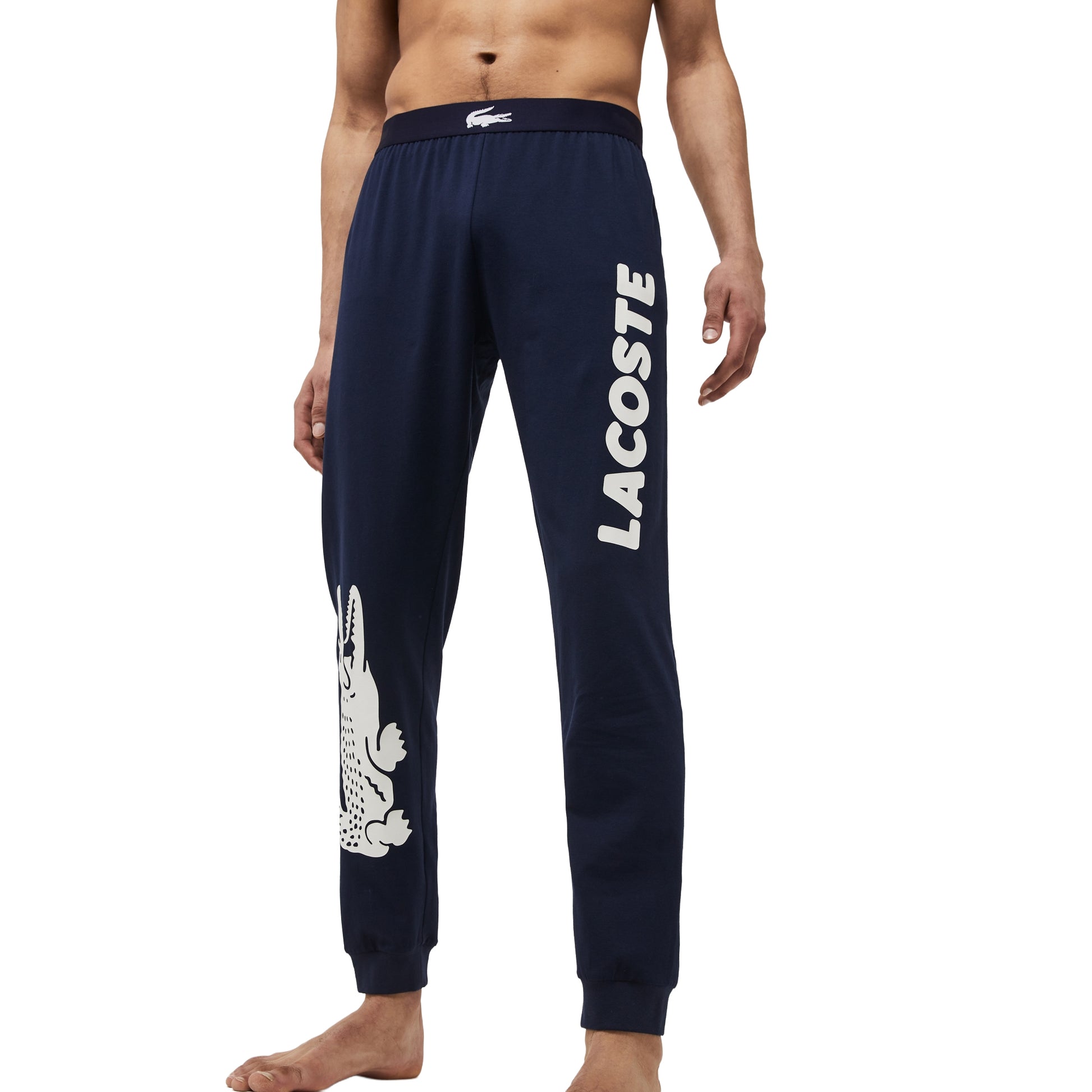 Navy - Side - Lacoste Mens Lounge Pyjama Bottoms
