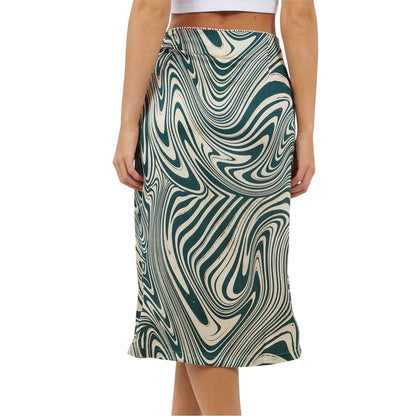 Green - Back - Brave Soul Womens-Ladies Swirl Print Midi Skirt