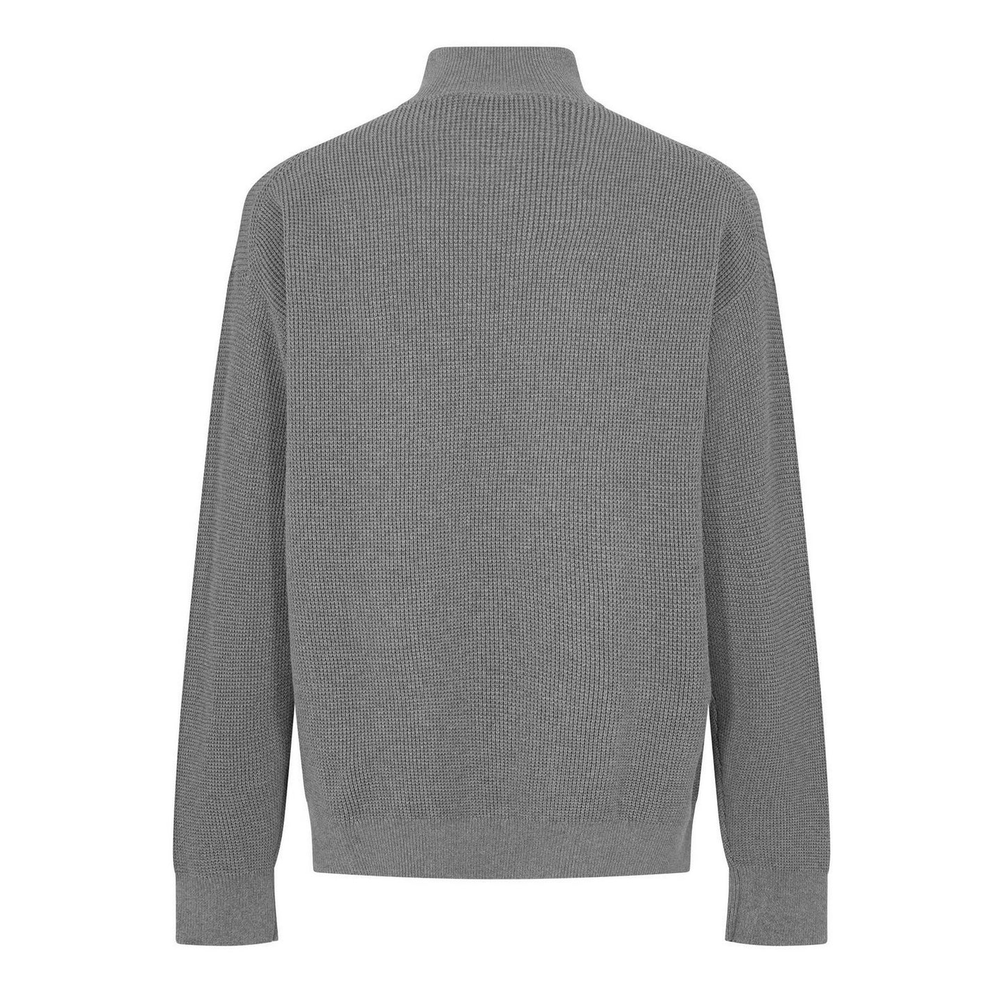 Grey Heather - Back - Calvin Klein Mens Waffle Knit Quarter Zip Jumper
