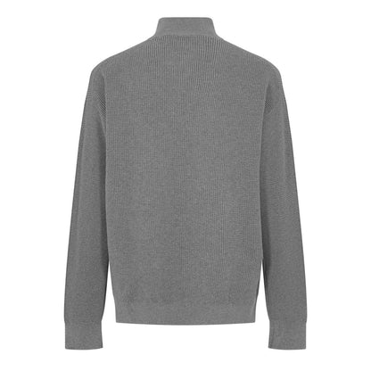 Grey Heather - Back - Calvin Klein Mens Waffle Knit Quarter Zip Jumper
