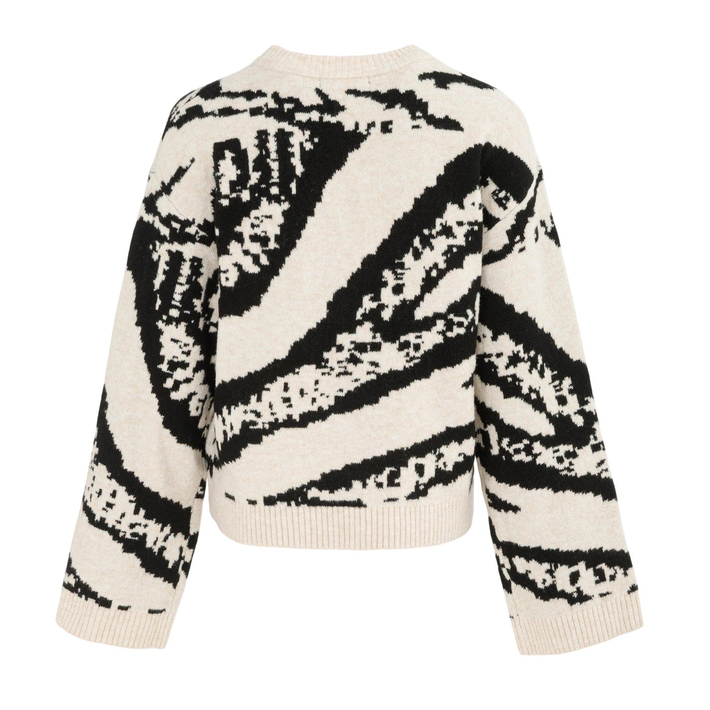 Beige-Black - Back - Biba Womens-Ladies Zebra Print Jumper