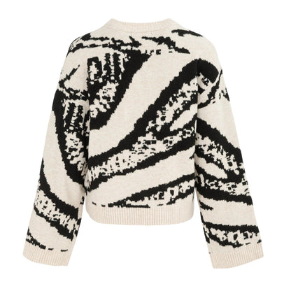 Beige-Black - Back - Biba Womens-Ladies Zebra Print Jumper