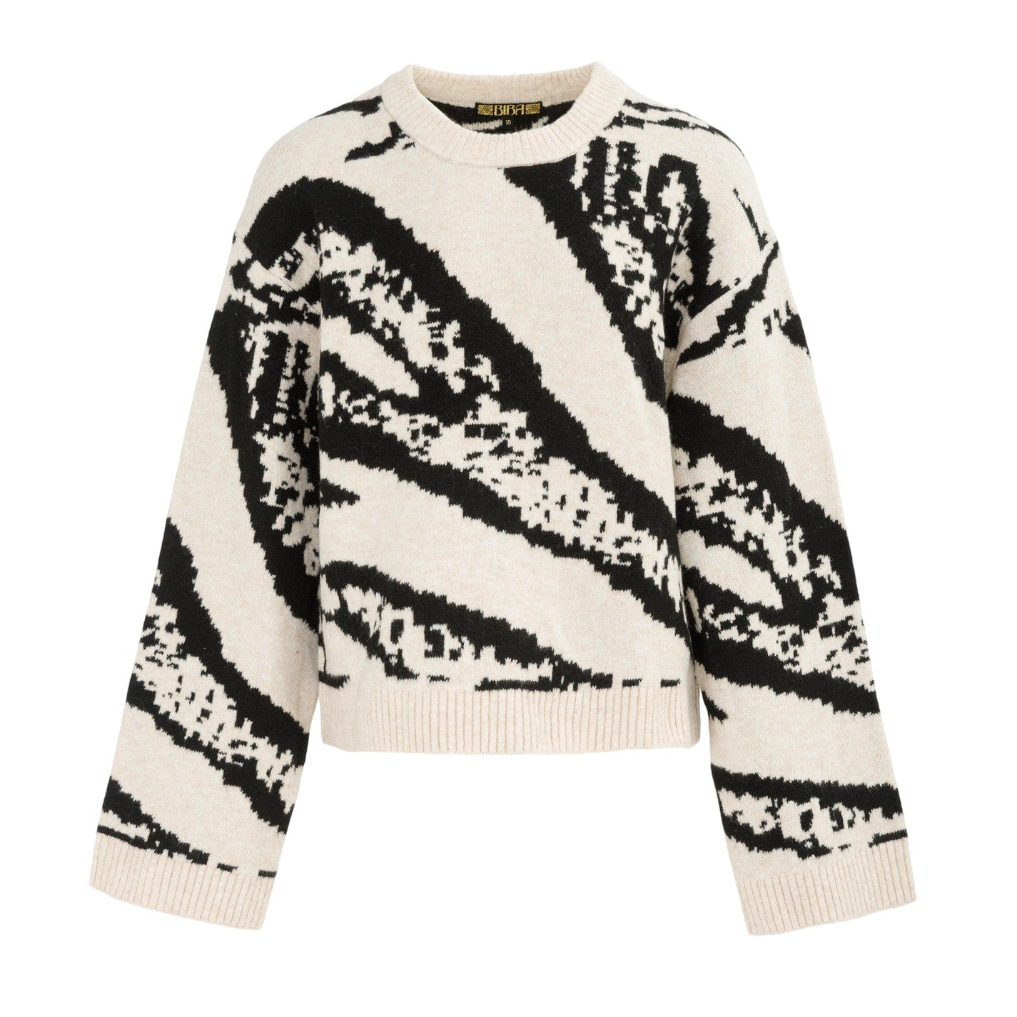Beige-Black - Front - Biba Womens-Ladies Zebra Print Jumper