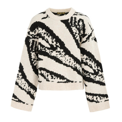 Beige-Black - Front - Biba Womens-Ladies Zebra Print Jumper