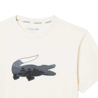 White - Side - Lacoste Mens Crocodile Print Jersey T-Shirt