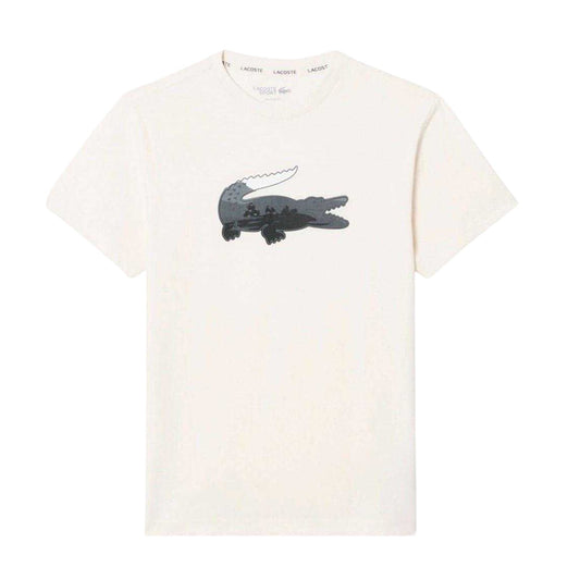 White - Front - Lacoste Mens Crocodile Print Jersey T-Shirt