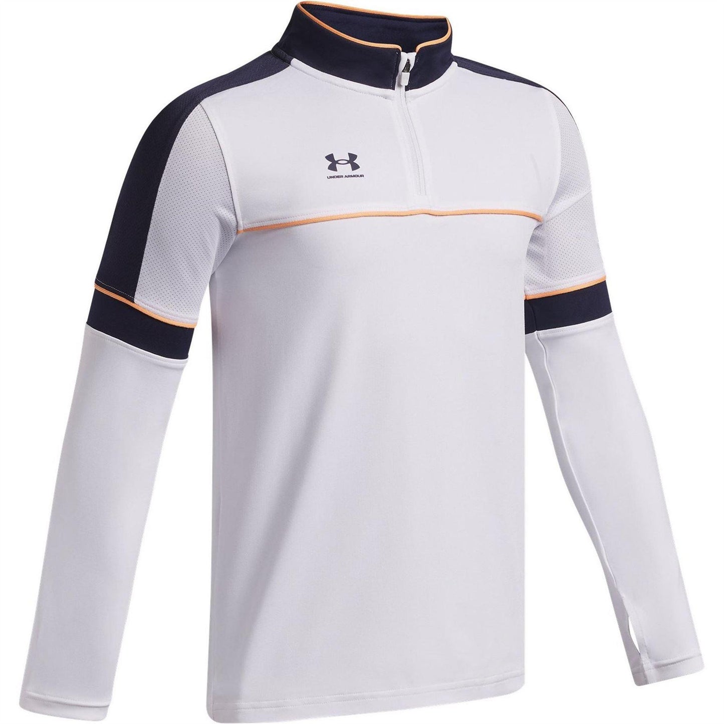 White-Navy - Side - Under Armour Childrens-Kids Quarter Zip Training Track Top
