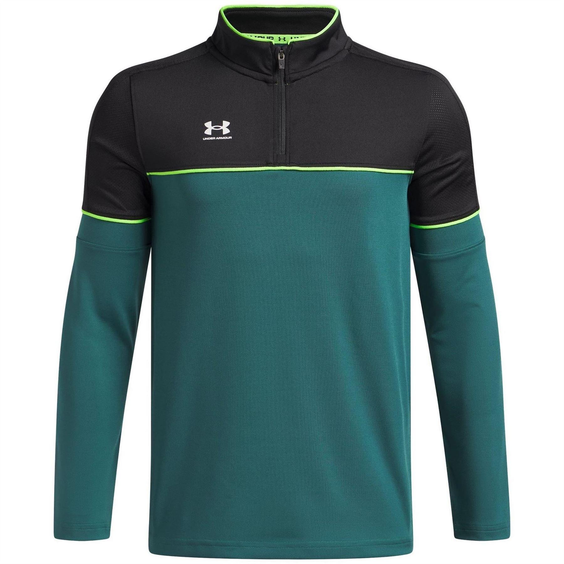Green - Front - Under Armour Childrens-Kids Quarter Zip Training Track Top