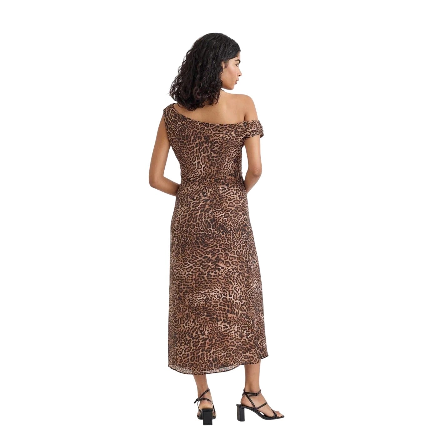 Leopard - Back - Nobody´s Child Womens-Ladies Skylar One Shoulder Midi Dress