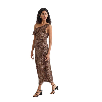 Leopard - Front - Nobody´s Child Womens-Ladies Skylar One Shoulder Midi Dress