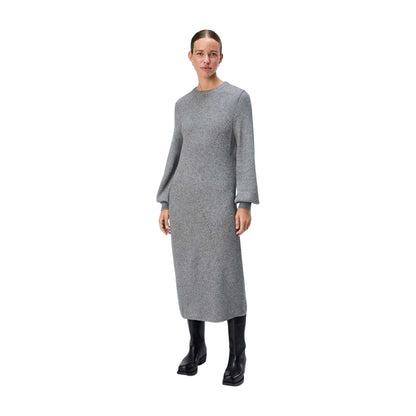 Medium Grey - Lifestyle - Object Womens-Ladies Ditte Ribbed Crew Neck Sweater Dress