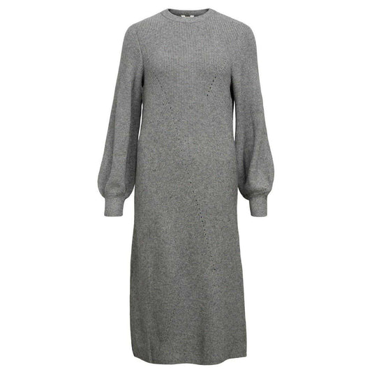 Medium Grey - Front - Object Womens-Ladies Ditte Ribbed Crew Neck Sweater Dress