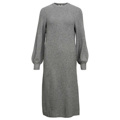 Medium Grey - Front - Object Womens-Ladies Ditte Ribbed Crew Neck Sweater Dress