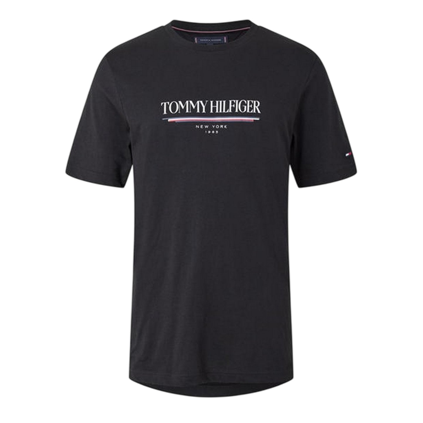 Black - Front - Tommy Hilfiger Mens 1985 Lettering Crew Neck Regular T-Shirt