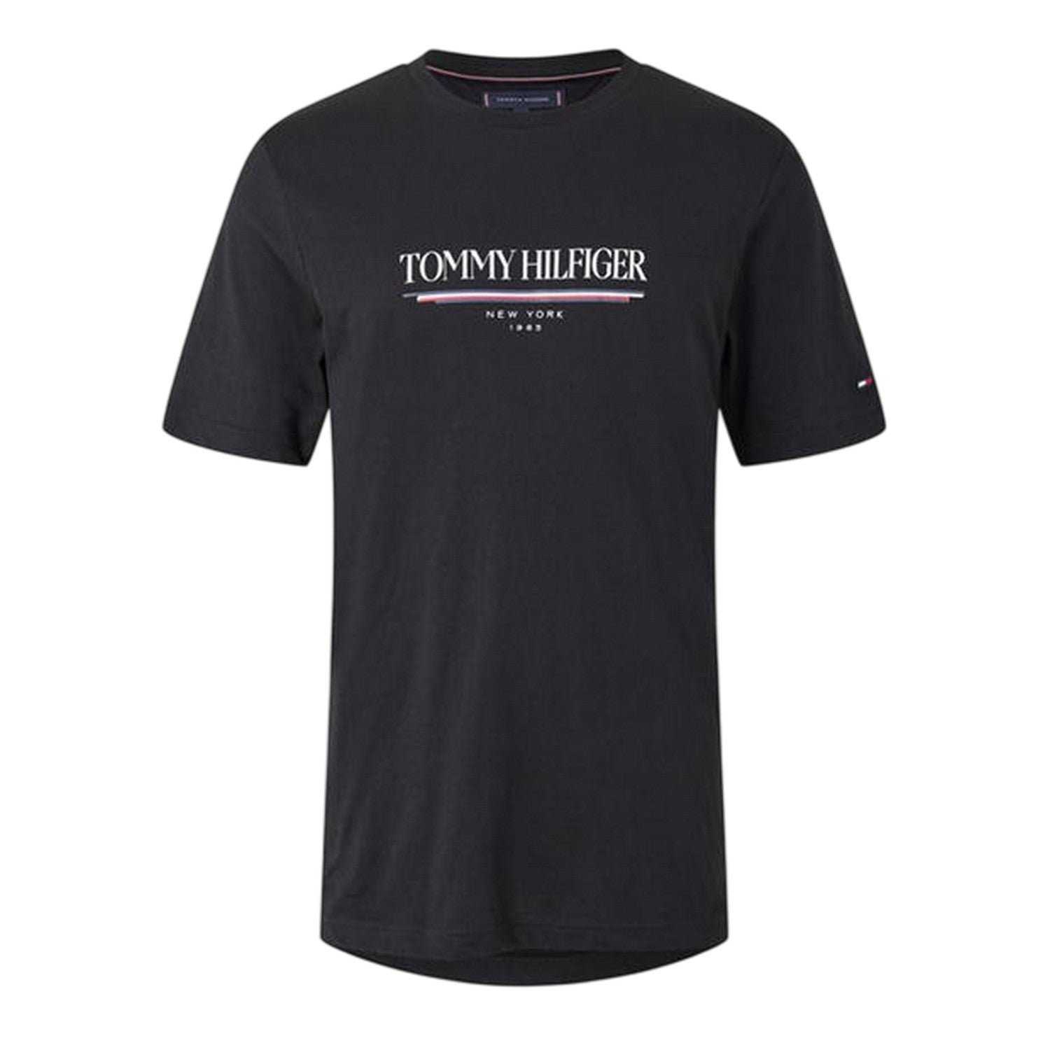 Black - Front - Tommy Hilfiger Mens 1985 Lettering Crew Neck Regular T-Shirt