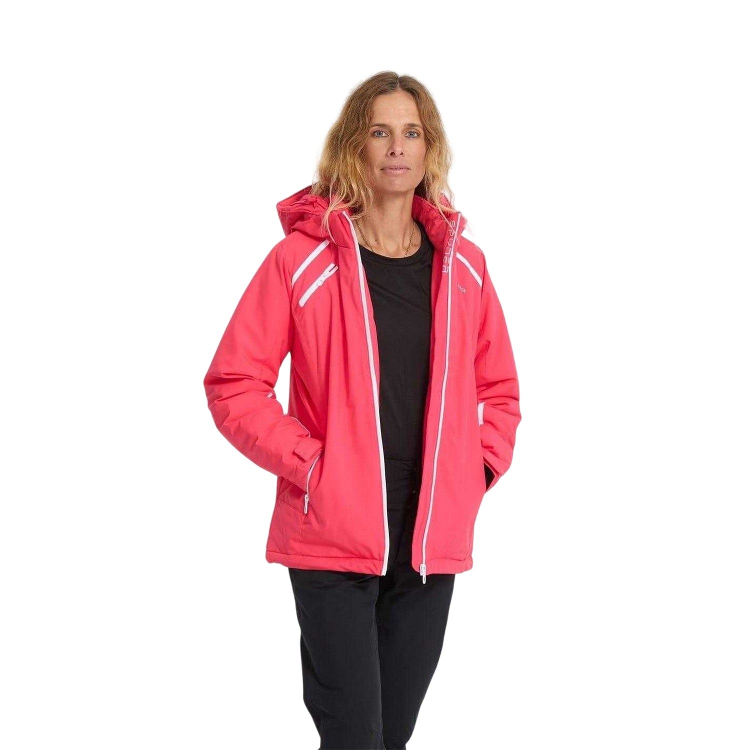 Prism Pink - Side - Spyder Womens-Ladies Patterned Hooded Regular Ski Jacket
