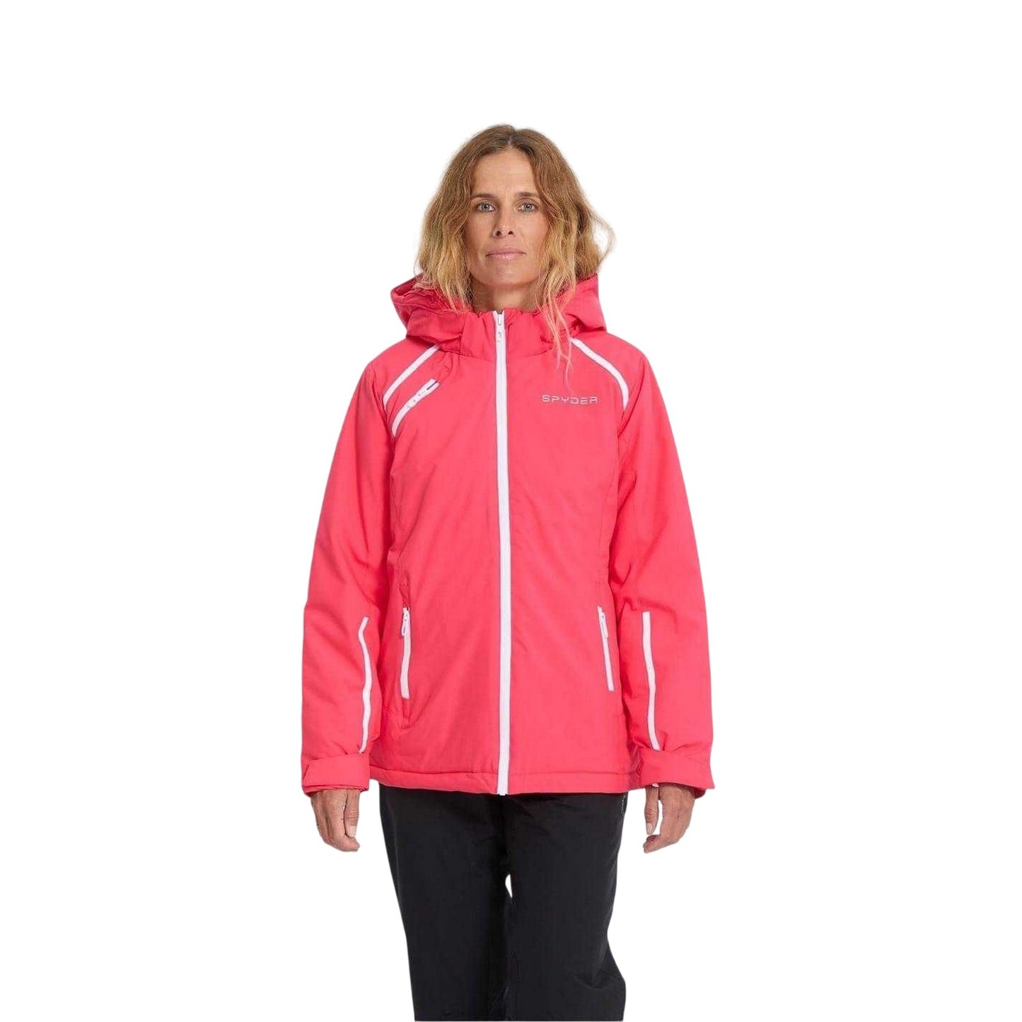 Prism Pink - Front - Spyder Womens-Ladies Patterned Hooded Regular Ski Jacket
