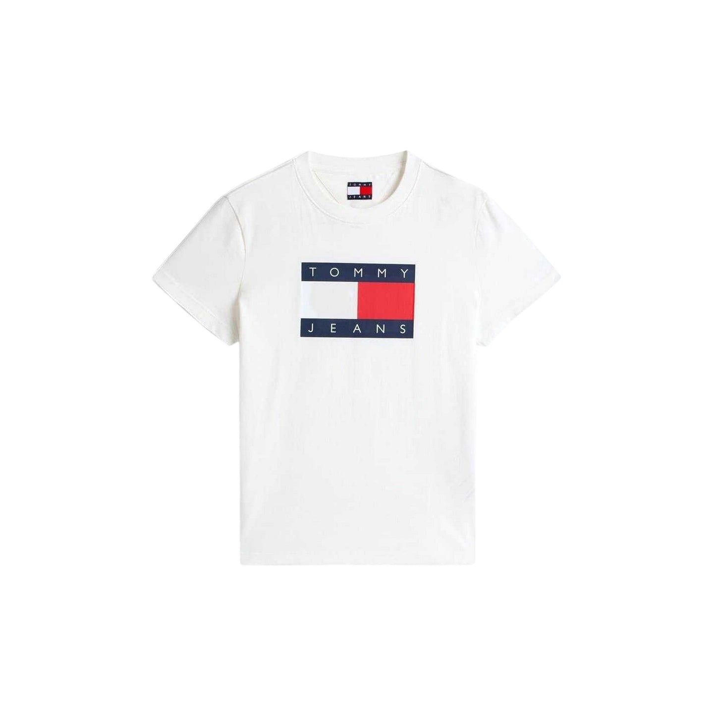 Ecru - Front - Tommy Jeans Mens Badge Ribbed Regular T-Shirt