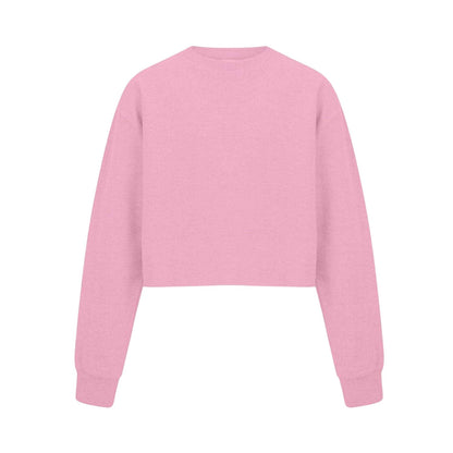 Pink - Front - Miso Womens-Ladies Relaxed Fit Crop Sweatshirt