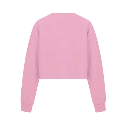 Pink - Back - Miso Womens-Ladies Relaxed Fit Crop Sweatshirt