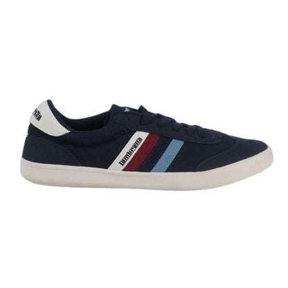 Navy - Back - Lambretta Mens Vulkan Striped Flat Trainers