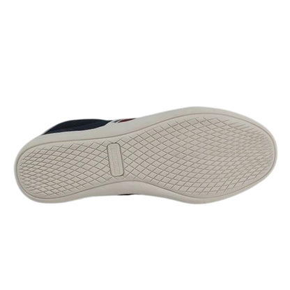 Navy - Side - Lambretta Mens Vulkan Striped Flat Trainers