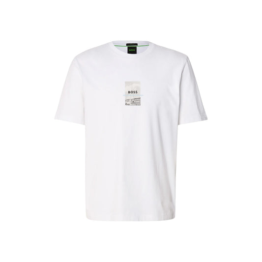 White - Front - Boss Mens Photo Print Relaxed Fit T-Shirt