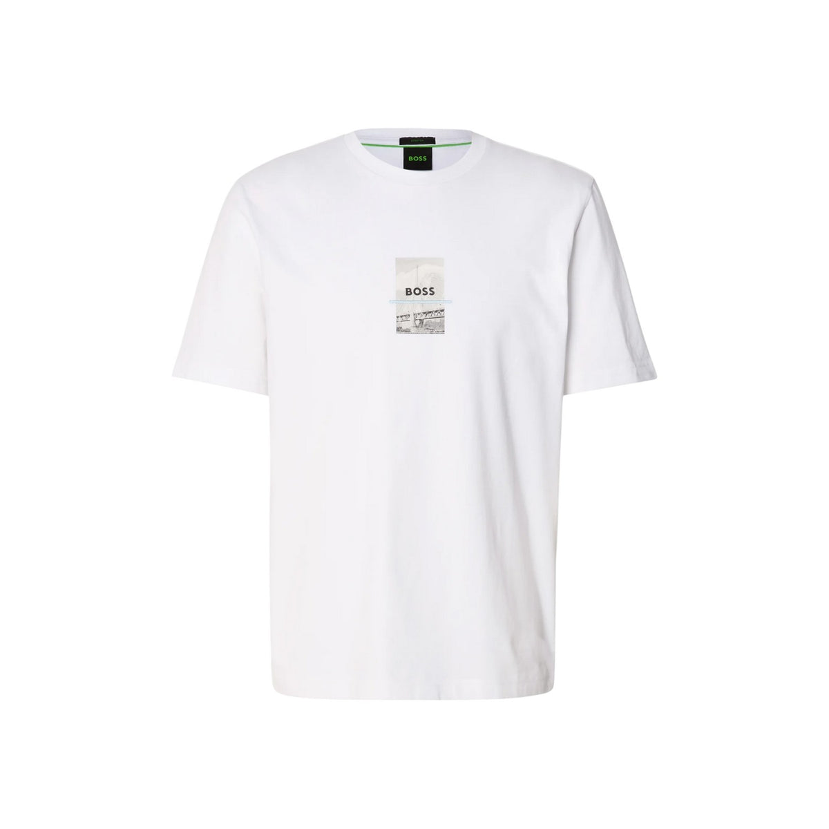 White - Front - Boss Mens Photo Print Relaxed Fit T-Shirt