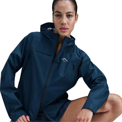 Navy-Taupe - Side - Nike Womens-Ladies Trail Hooded Jacket