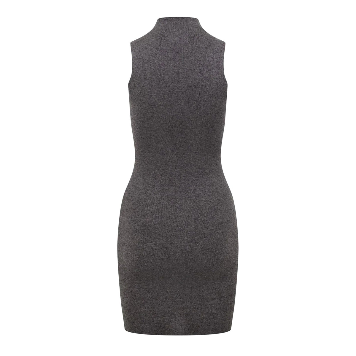 Grey - Back - Jack Wills Womens-Ladies Ribbed High Collar Slim Mini Dress