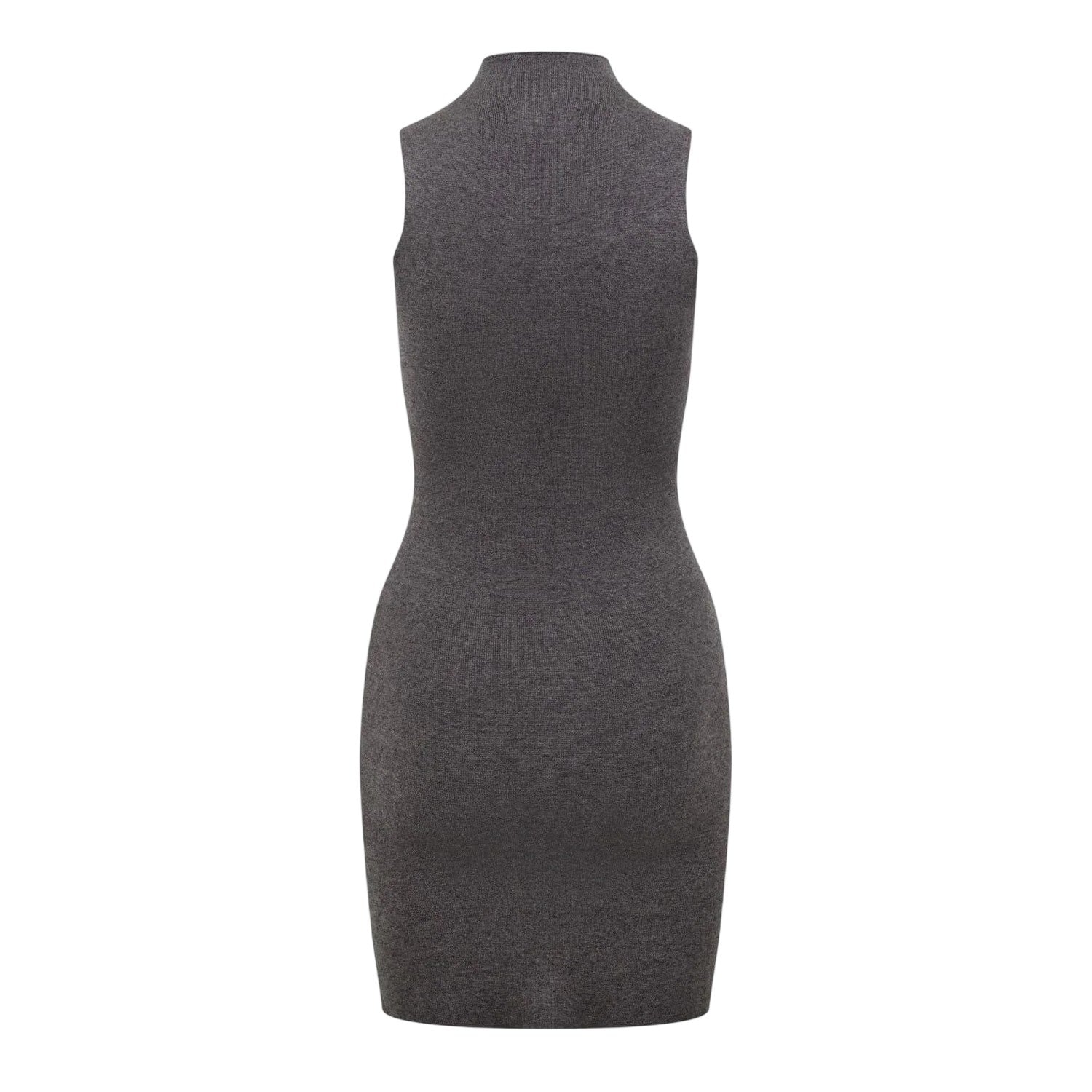Grey - Back - Jack Wills Womens-Ladies Ribbed High Collar Slim Mini Dress