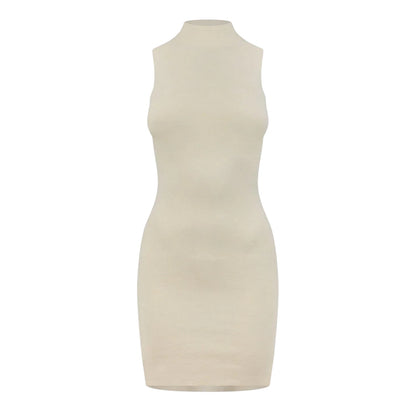 Vintage White - Front - Jack Wills Womens-Ladies Ribbed High Collar Slim Mini Dress