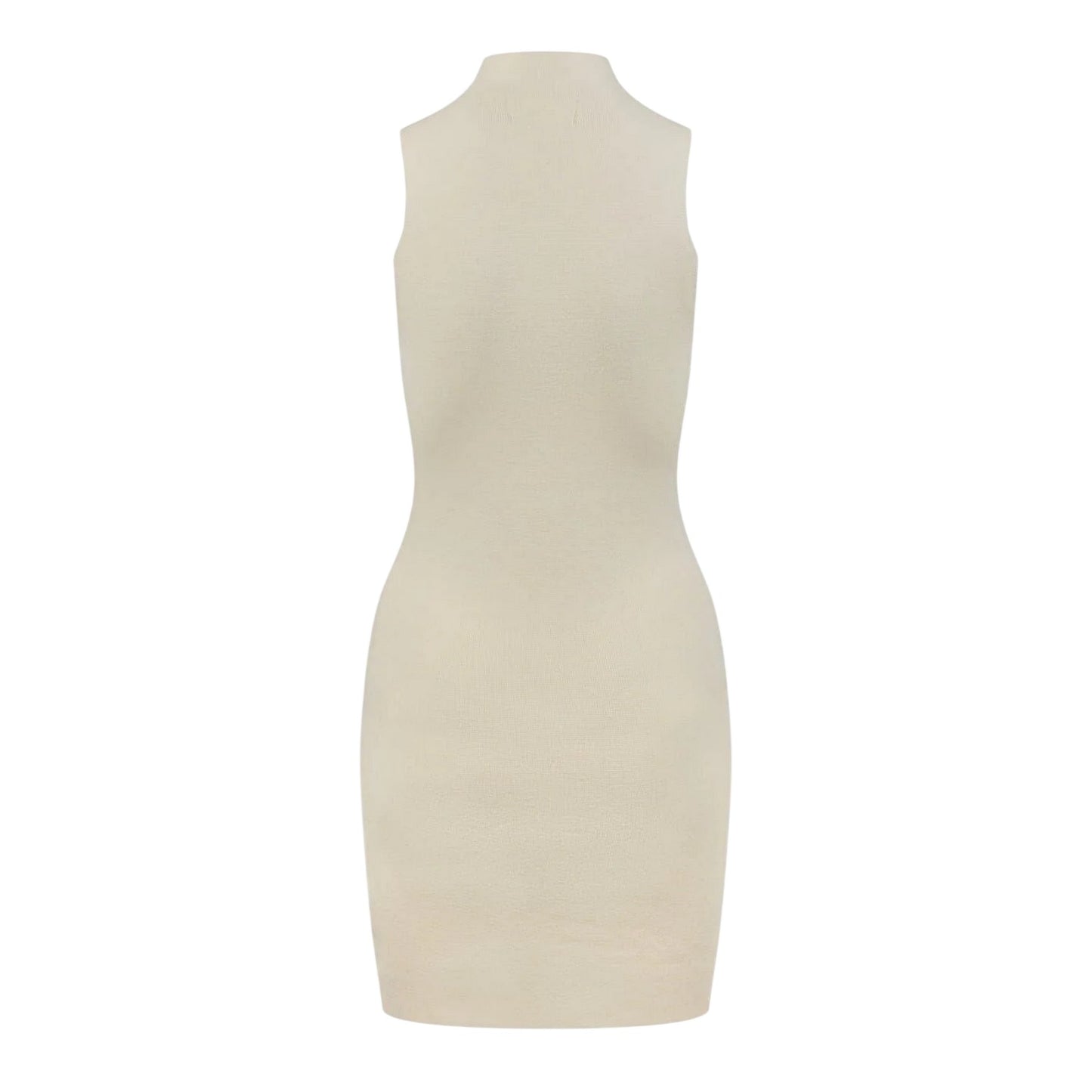 Vintage White - Back - Jack Wills Womens-Ladies Ribbed High Collar Slim Mini Dress