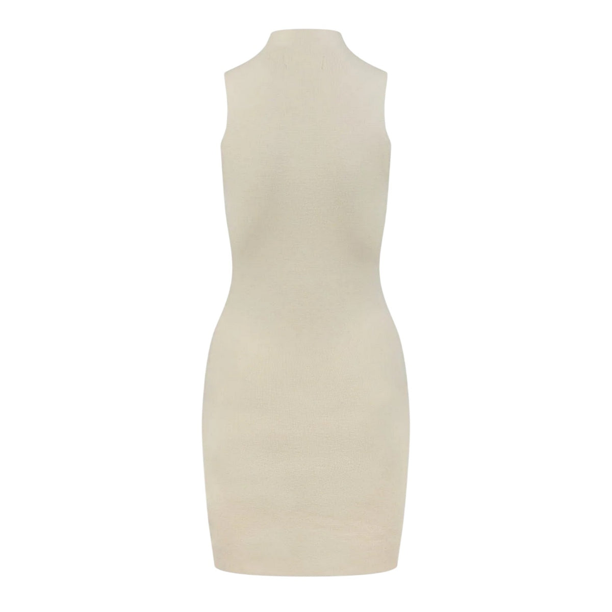 Vintage White - Back - Jack Wills Womens-Ladies Ribbed High Collar Slim Mini Dress