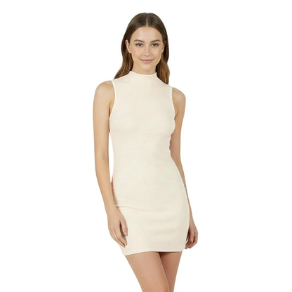 Vintage White - Side - Jack Wills Womens-Ladies Ribbed High Collar Slim Mini Dress