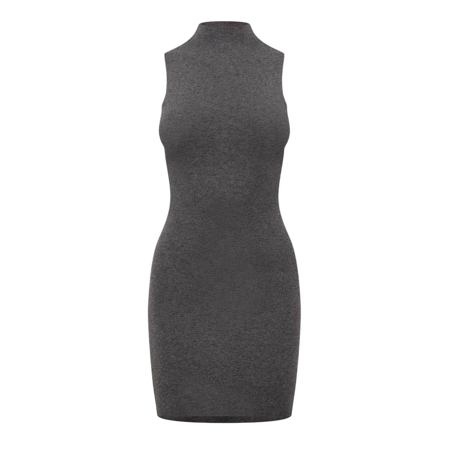 Grey - Front - Jack Wills Womens-Ladies Ribbed High Collar Slim Mini Dress