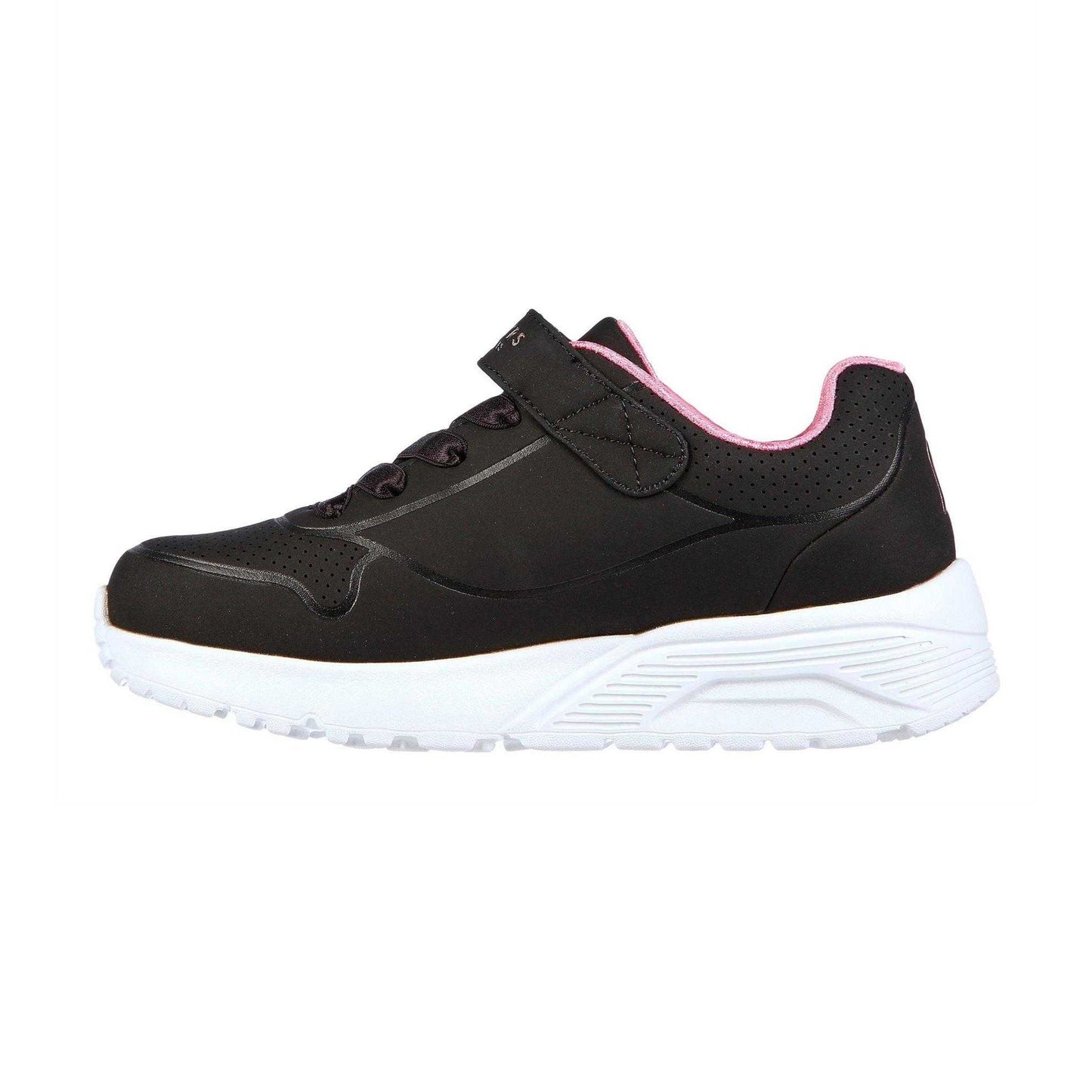 Black-Pink - Back - Skechers Girls Street Uno Lite Perforated Trainers