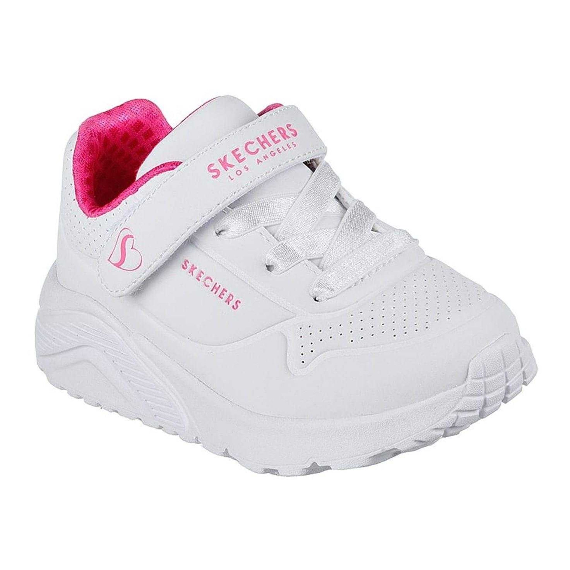 Pink-White - Front - Skechers Girls Street Uno Lite Perforated Trainers