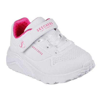 Pink-White - Front - Skechers Girls Street Uno Lite Perforated Trainers