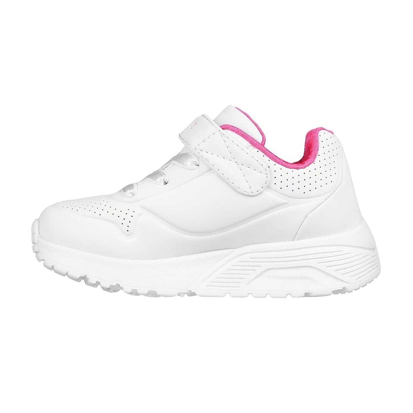 Pink-White - Back - Skechers Girls Street Uno Lite Perforated Trainers