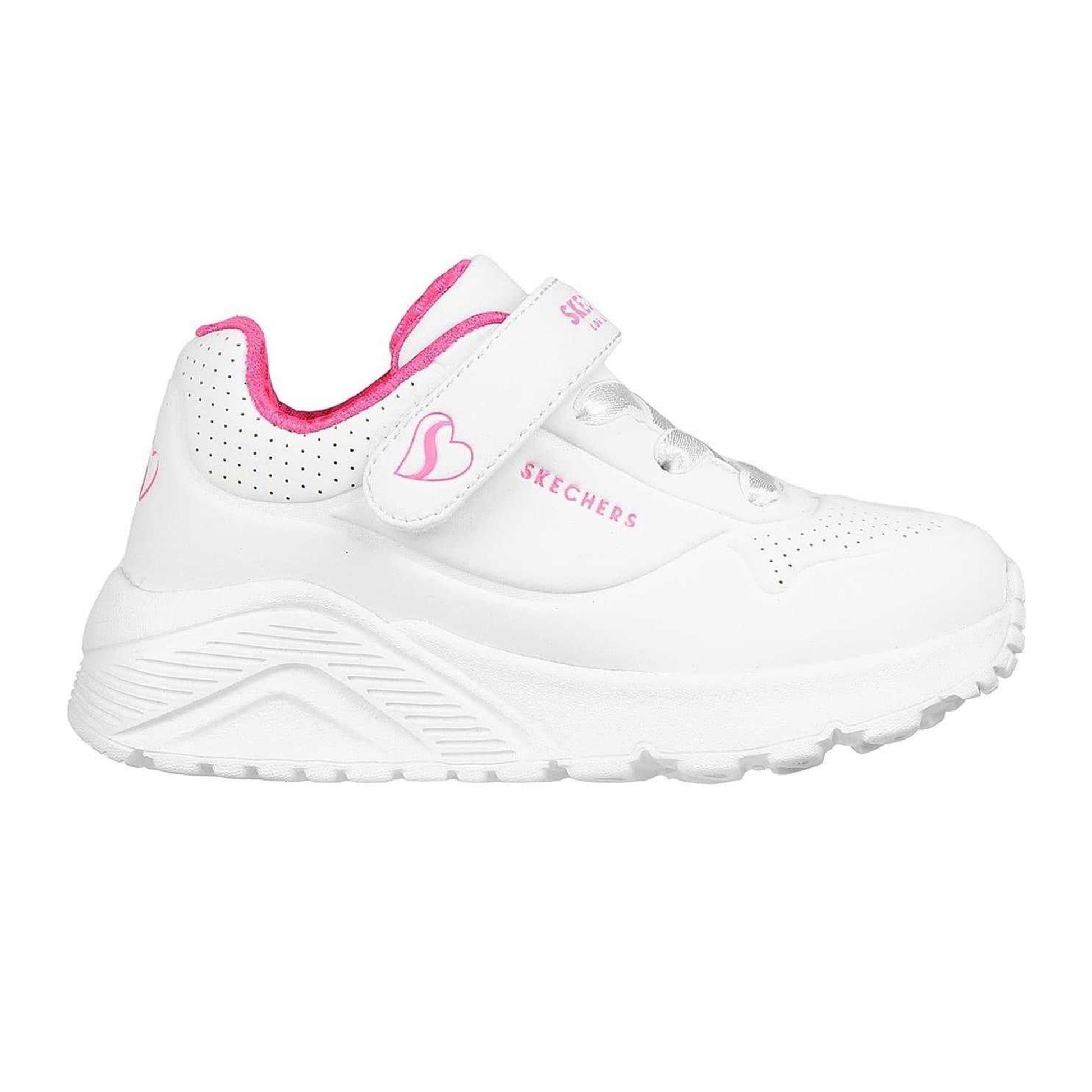 Pink-White - Side - Skechers Girls Street Uno Lite Perforated Trainers