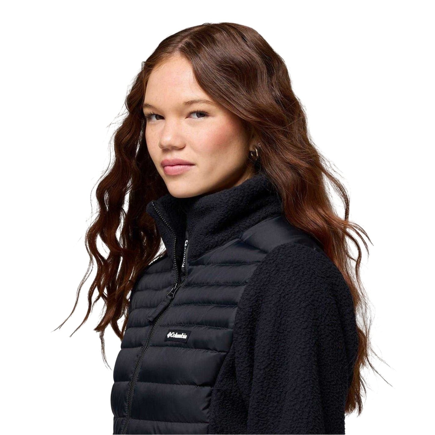Black - Side - Columbia Womens-Ladies Patterned Zip Neck Hybrid Jacket