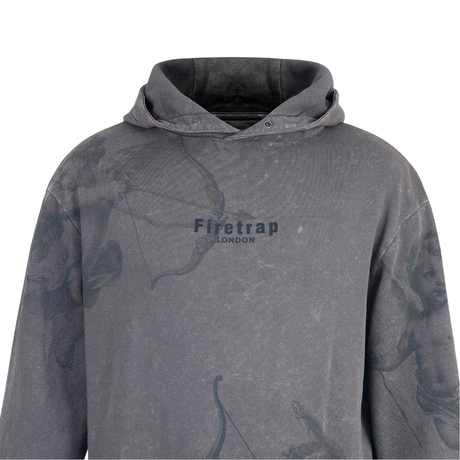 Washed Grey - Side - Firetrap Mens Cupid Hoodie