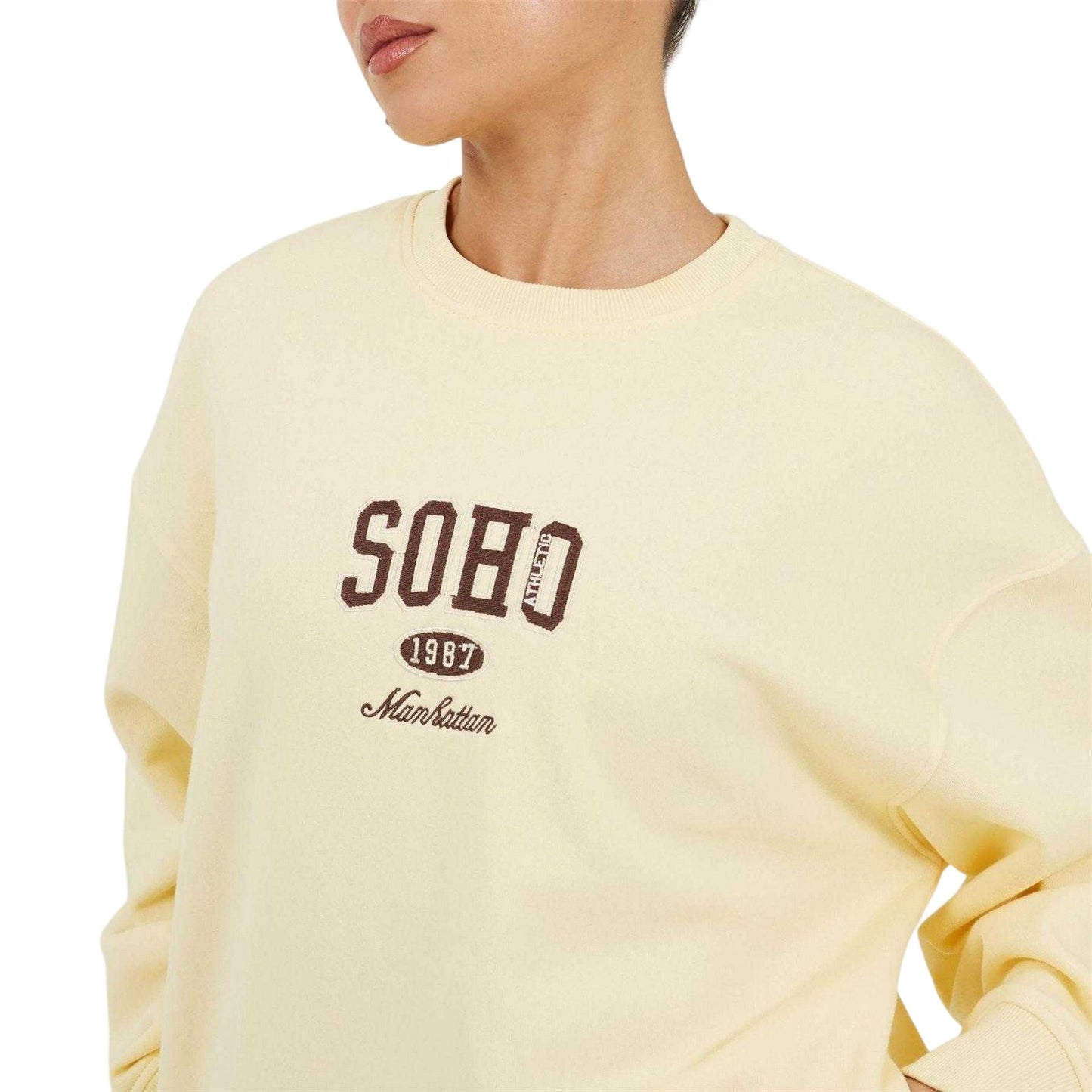 Yellow - Side - Brave Soul Womens-Ladies Soho Crew Neck Sweatshirt