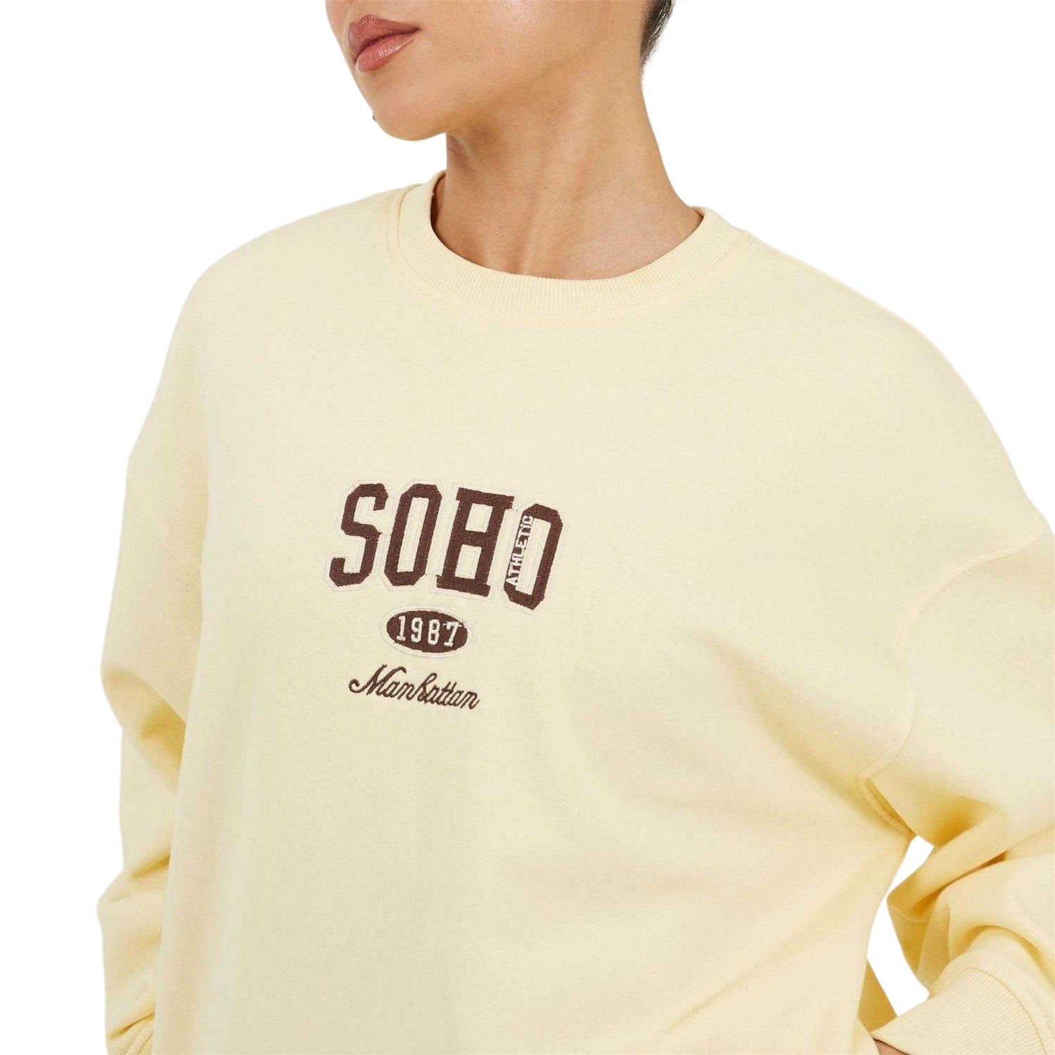 Yellow - Side - Brave Soul Womens-Ladies Soho Crew Neck Sweatshirt