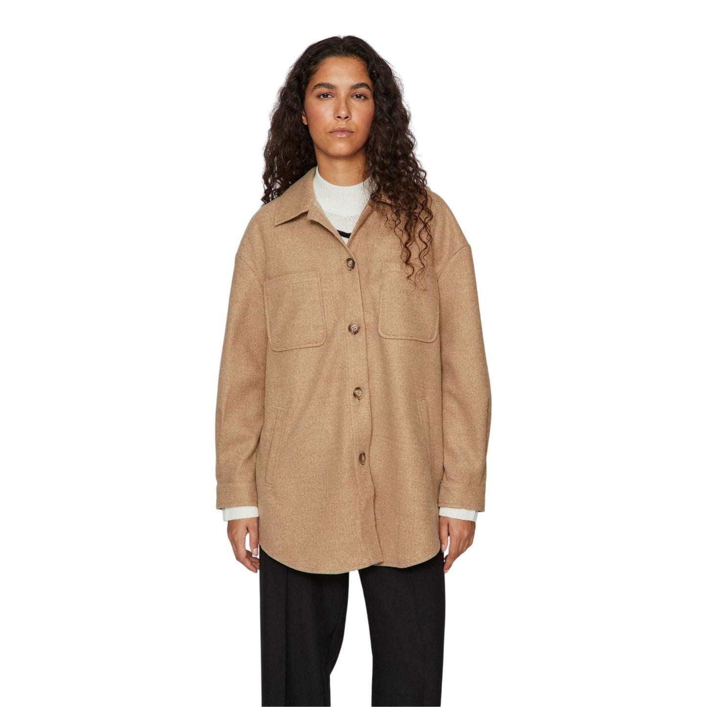 Tigers Eye - Side - Enhance Womens-Ladies Long-Sleeved Shacket